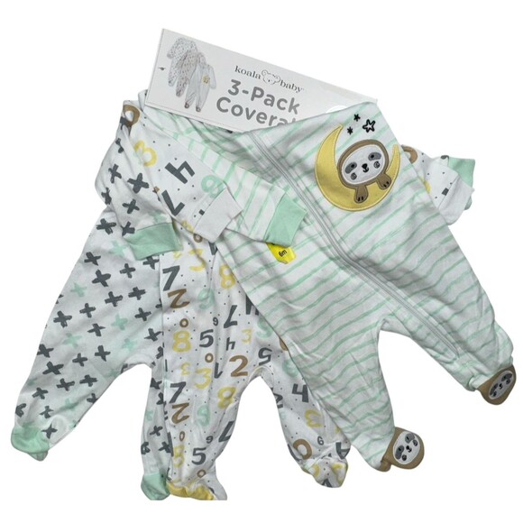 Koala Baby 6 Months 3-Pack Coverall Pajama Sleeper Infant 6 Mo. New - Picture 1 of 6